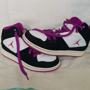 Purple and Black Hightop Jordans size 7 youth